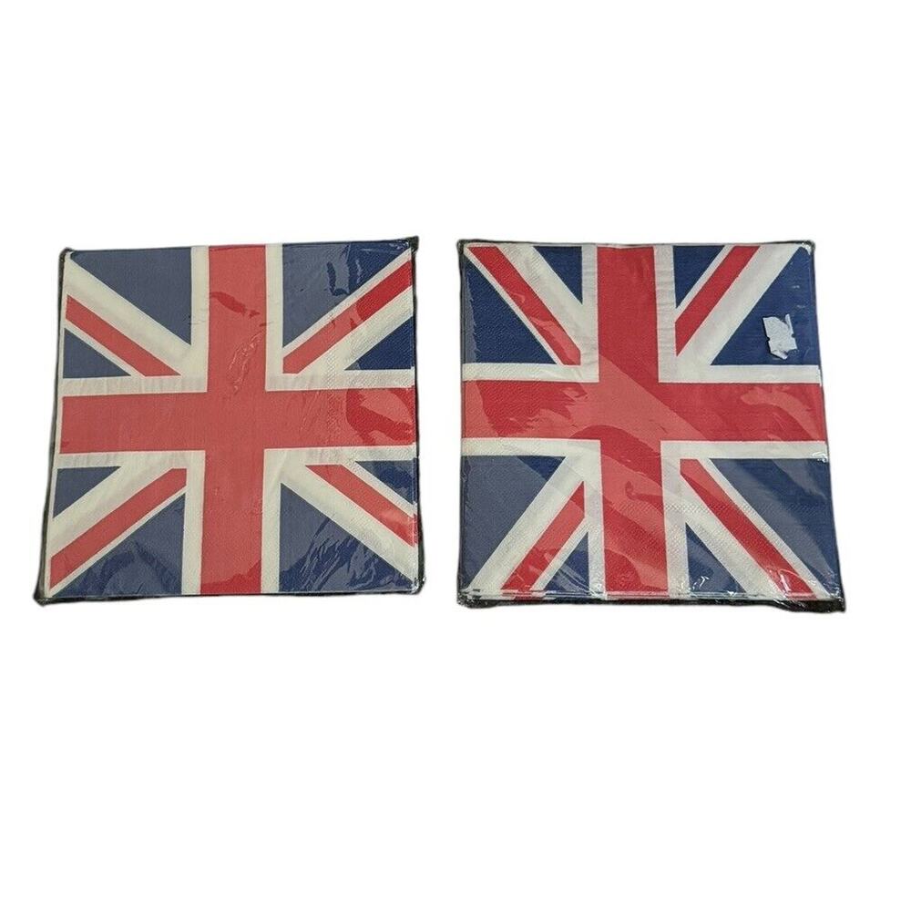 Union Jack British Flag Paper Napkins 2 Packs (20 Per Pack) UK Sealed Euro Party